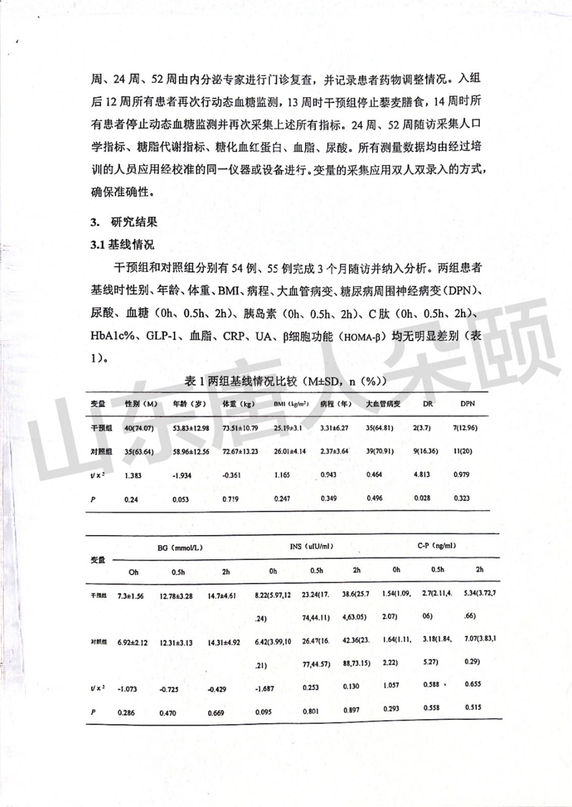 山东大学齐鲁医院临床实验报告